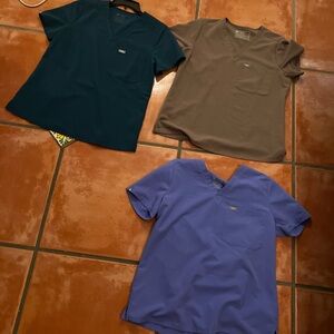 Figs Women's Tops - Teal, Brown, and Purple